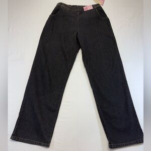 Elegant Charcoal Wide Leg Jeans by Penmans SizeM Elastic Waist. Stretch Material